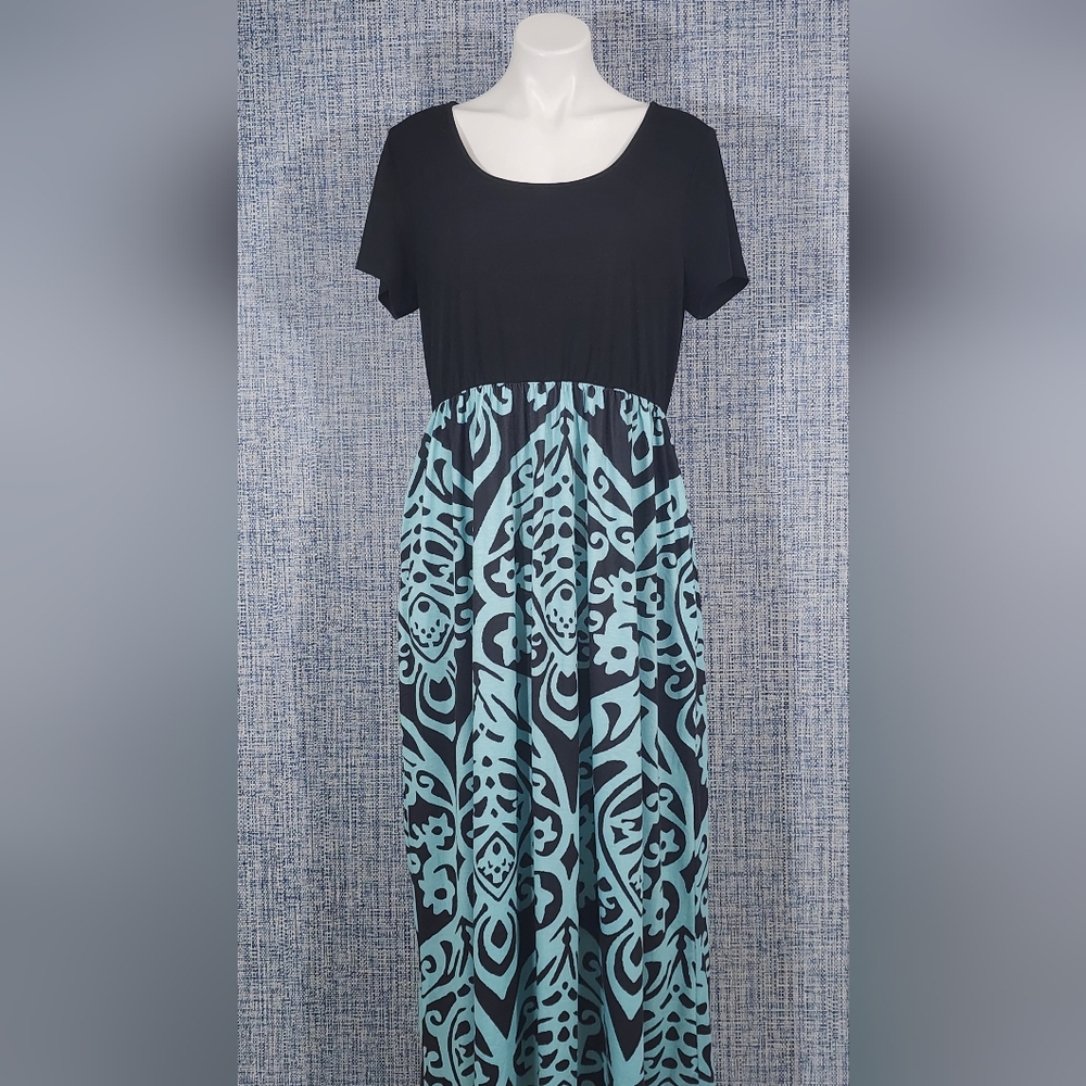 Nemidor Chic Black and Blue Maxi Dress 16